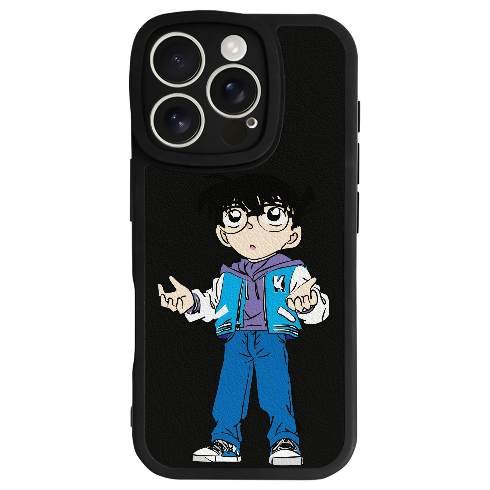 （画像用） 名探偵コナン 江戸川 コナン Detective Conan Conan Edogawa 【iPhone 16シリーズ対応】シリコンスマホケース（レザー調） 材質：シリコン